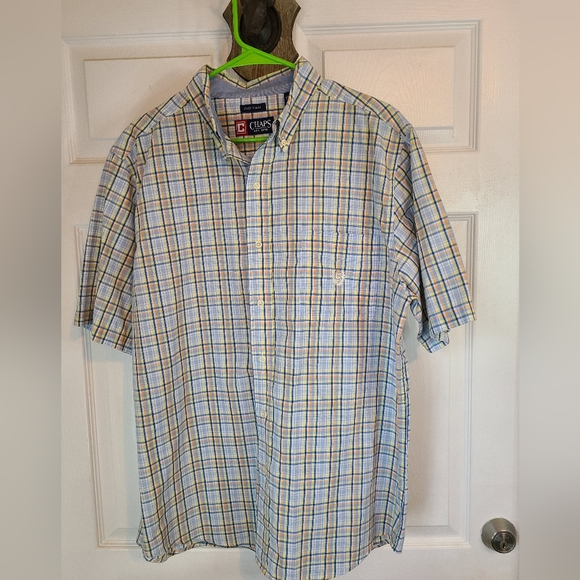 (991) Chaps Men's Classic Short Sleeve Button Down Shirt, Size: Large Checkered - Picture 4 of 14